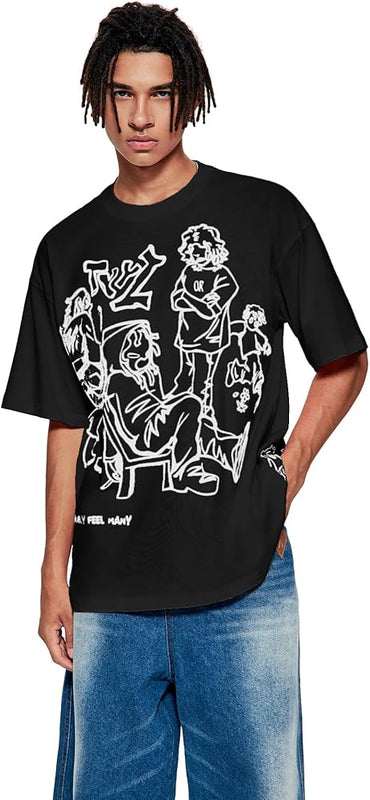 Black Oversized Streetwear Graphic T-Shirt for Men & Women