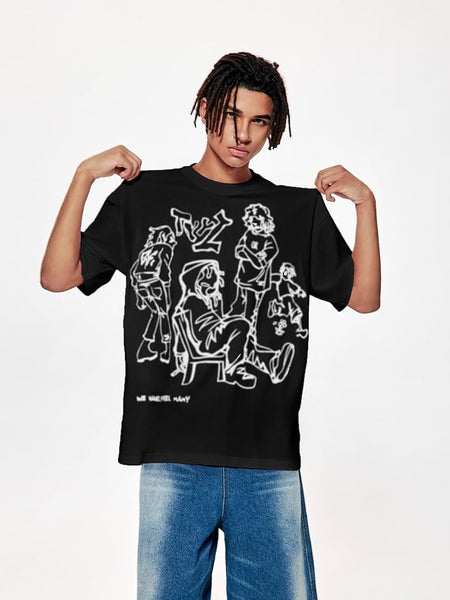 Black Oversized Streetwear Graphic T-Shirt for Men & Women