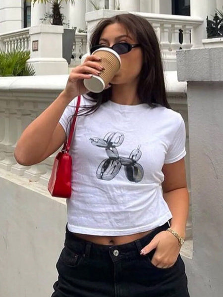 White Balloon Dog Baby Tee