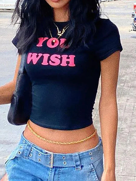 YOU WISH Graphic Baby Tee for Women
